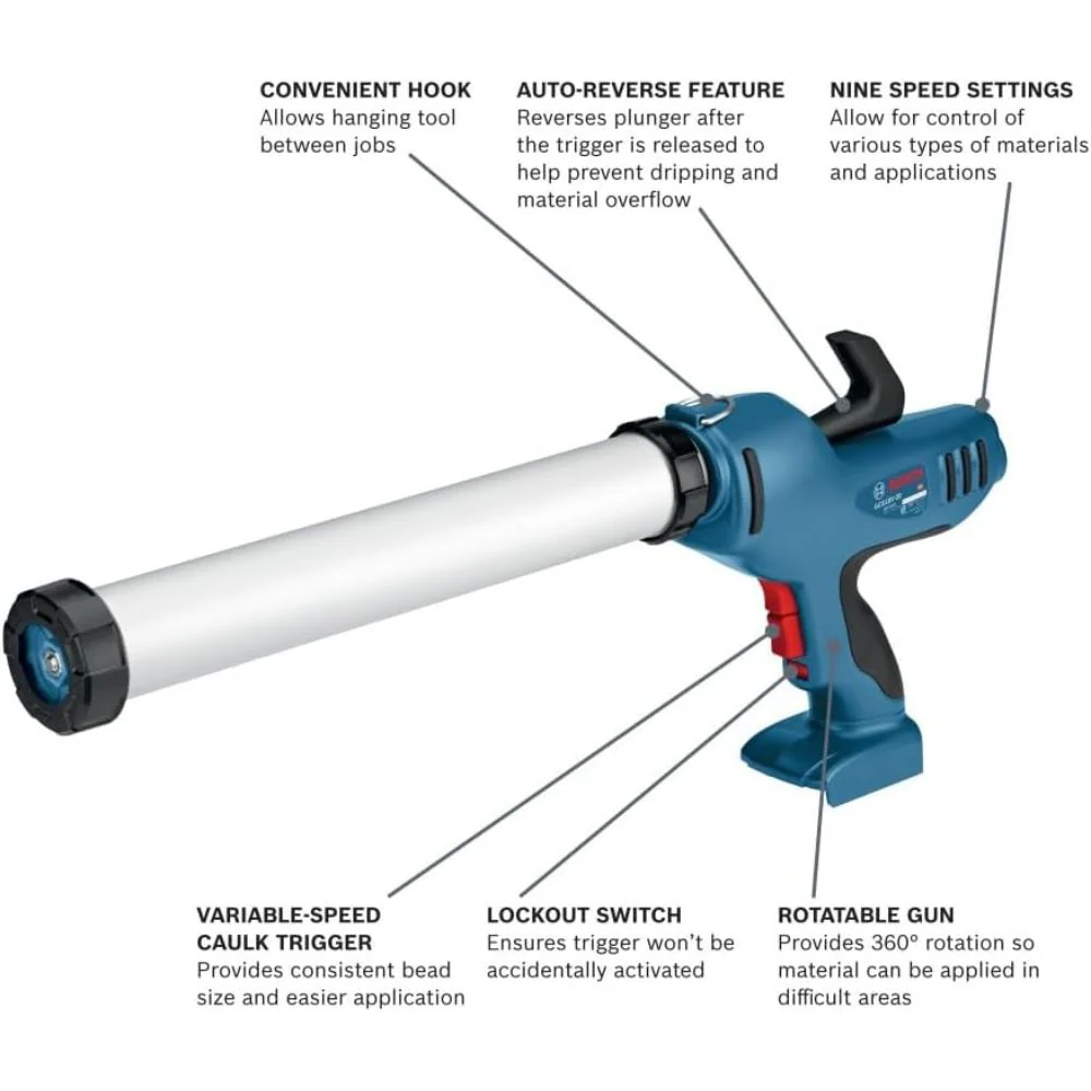 Bosch GCG18V-20N 18V Caulk and Adhesive Gun (Bare Tool) - Image 2