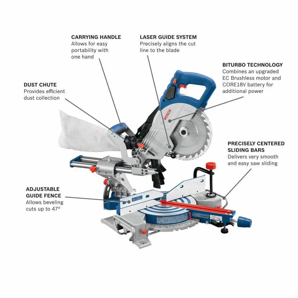 Bosch GCM18V-08N 18V Brushless 8-1/2" Sliding Miter Saw (Bare Tool) - Image 2