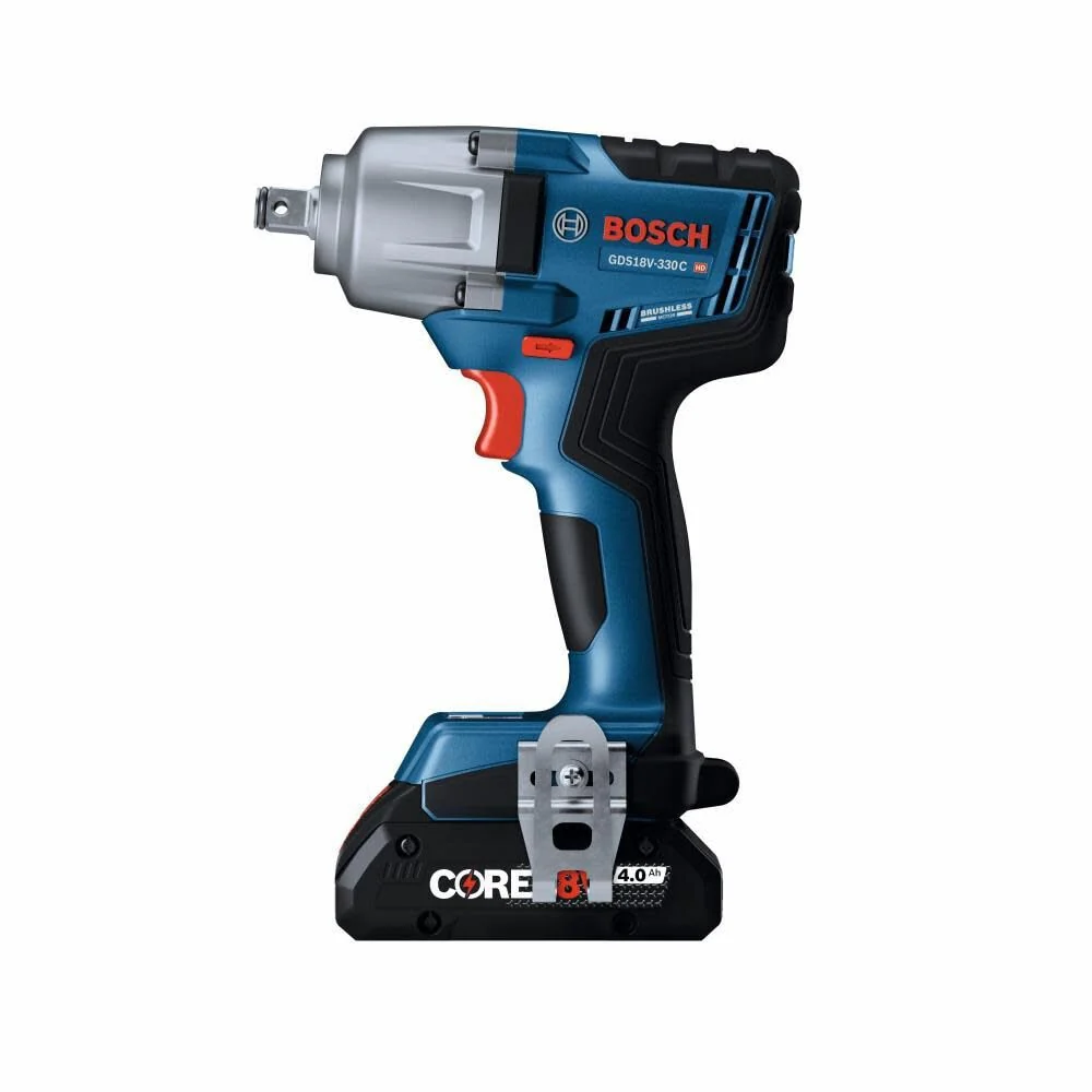 Bosch GDS18V-330CB25 18V Brushless Connected-Ready 1/2 In. Mid-Torque Impact Wrench Kit with Friction Ring and Thru-Hole and (2) CORE18V 4 Ah Advanced Power Batteries - Image 5