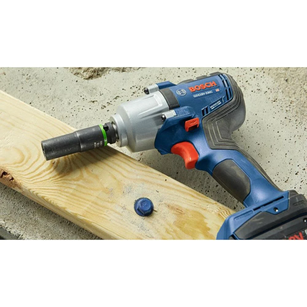 Bosch GDS18V-330CB25 18V Brushless Connected-Ready 1/2 In. Mid-Torque Impact Wrench Kit with Friction Ring and Thru-Hole and (2) CORE18V 4 Ah Advanced Power Batteries - Image 7