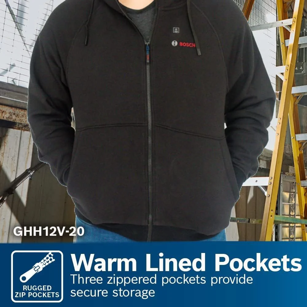 Bosch GHH12V-20SN12 12V Max Heated Hoodie Kit with Portable Power Adapter - Size Small - Image 9