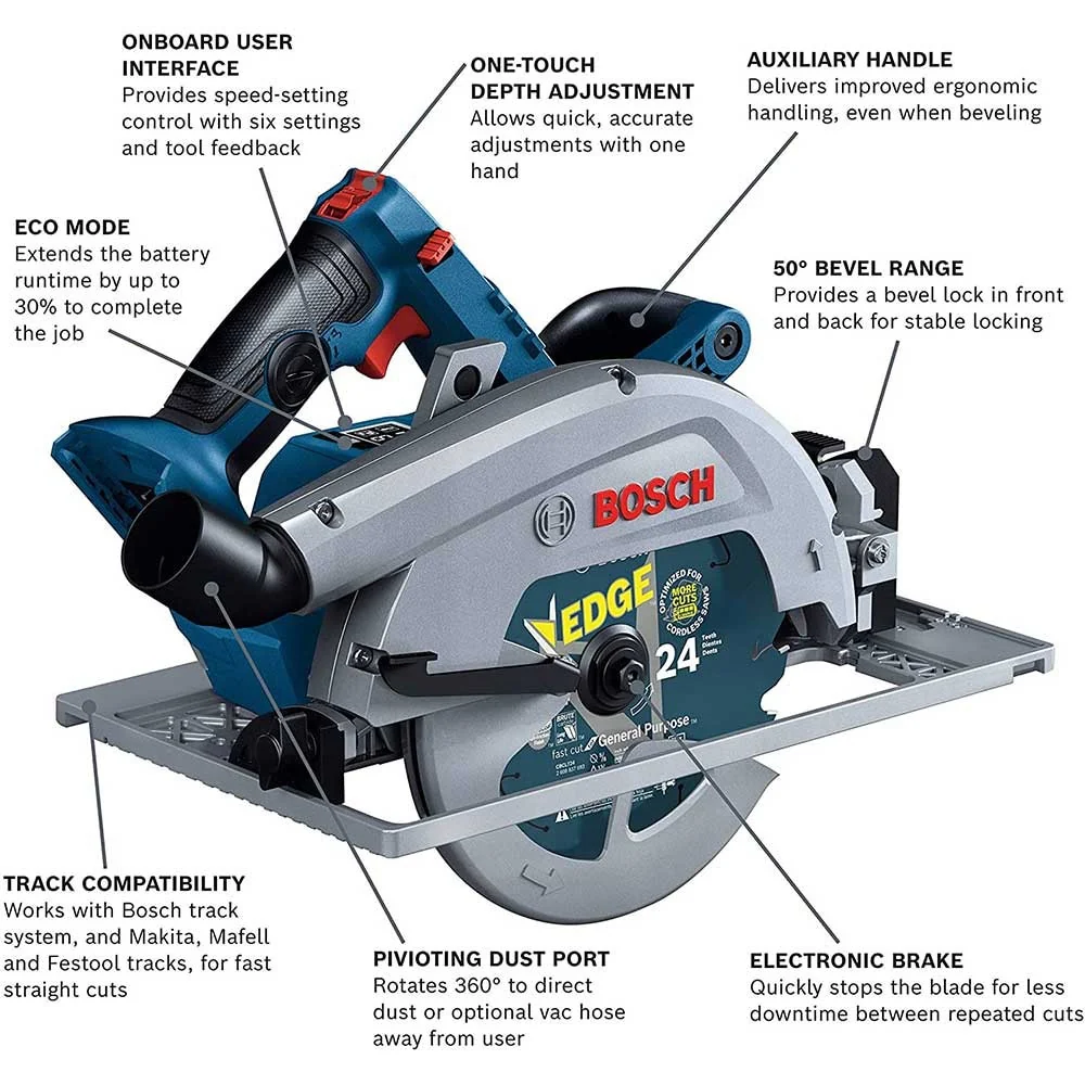 Bosch GKS18V-25GCN PROFACTOR 18V Connected-Ready 7-1/4 In. Circular Saw with Track Compatibility (Bare Tool) - Image 2