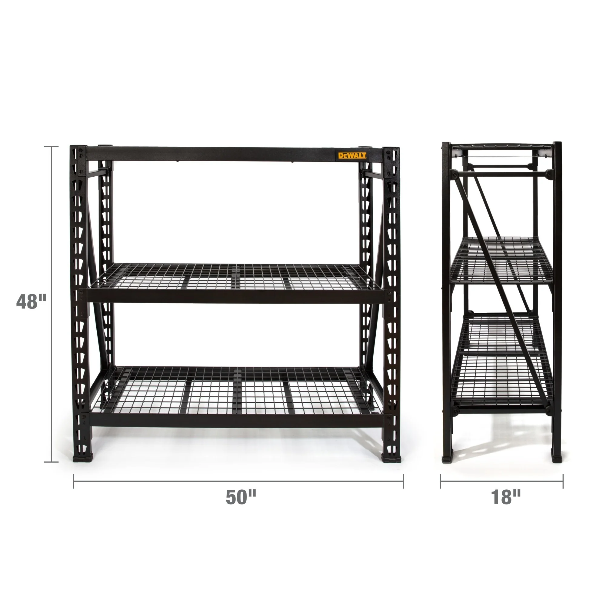 DeWalt 41659 DXST4500BLK-W 4-Foot Tall, Black Frame 3 Shelf Steel Wire Deck Industrial Storage Rack - Image 8
