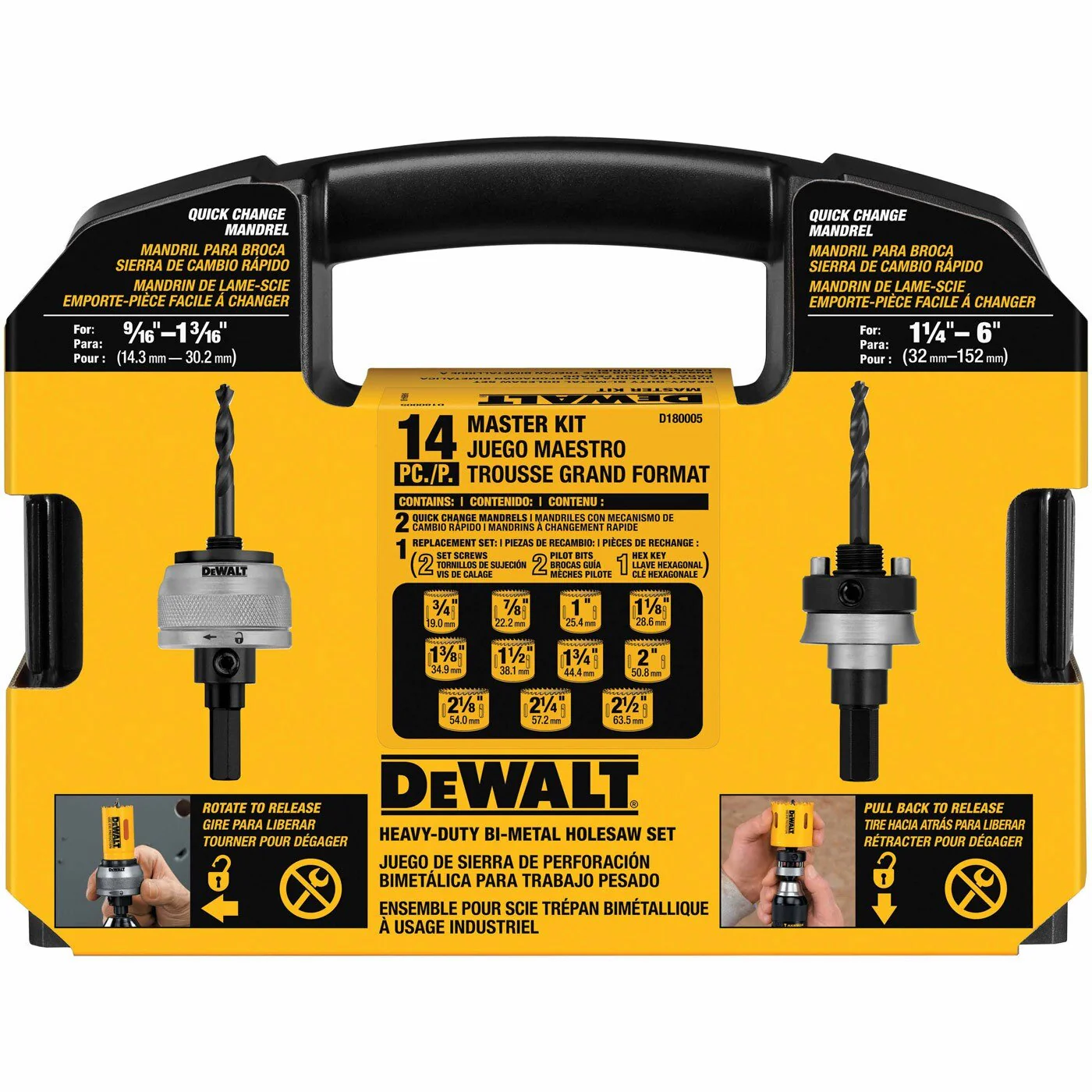 DeWalt D180005V 14 Piece Master Hole Saw Kit - Image 3