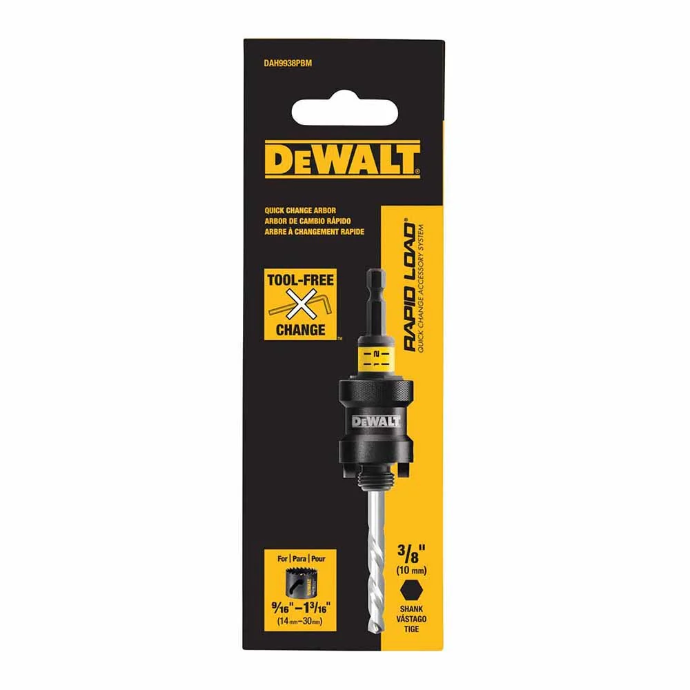 DeWalt DAH9938PBM Rapid Load 9/16" - 1 3/16" Quick Change Hole Saw Arbors - Image 2