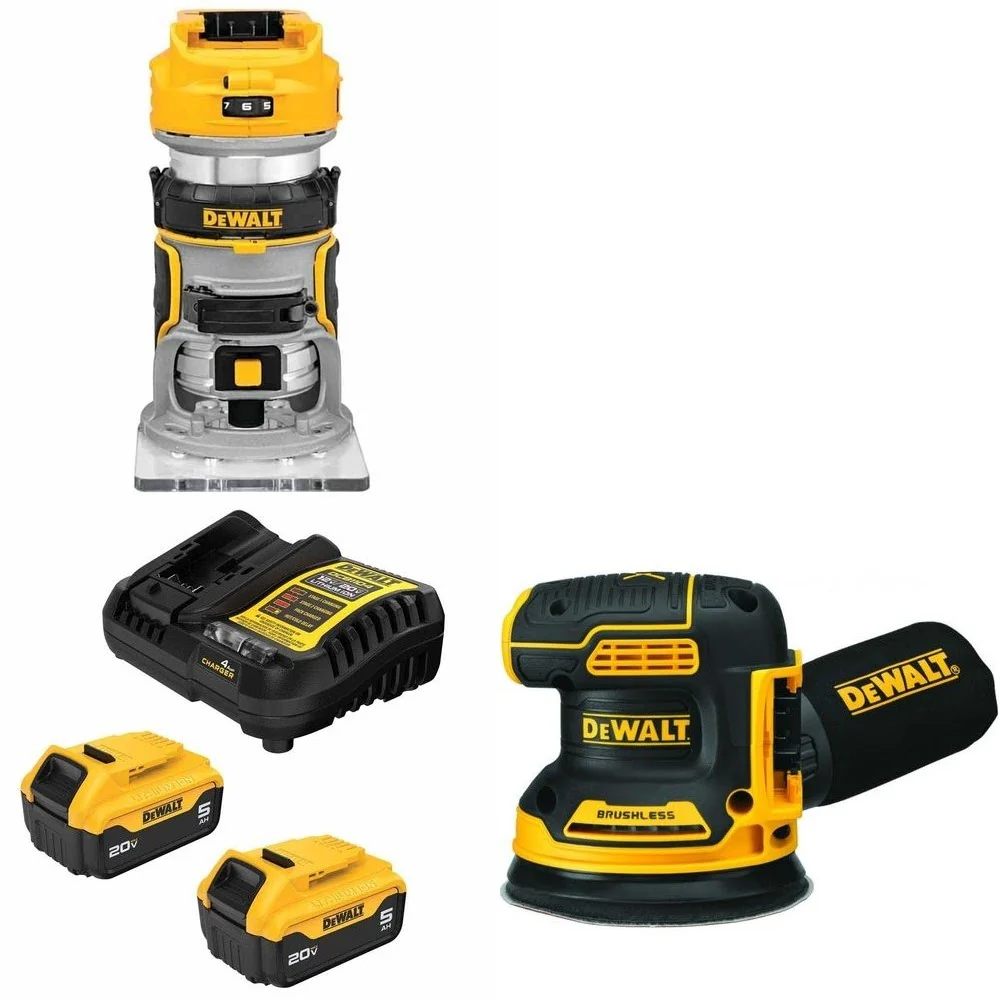 DeWalt DCB205-2C Battery Kit W/ FREE Router and FREE Orbital Sander