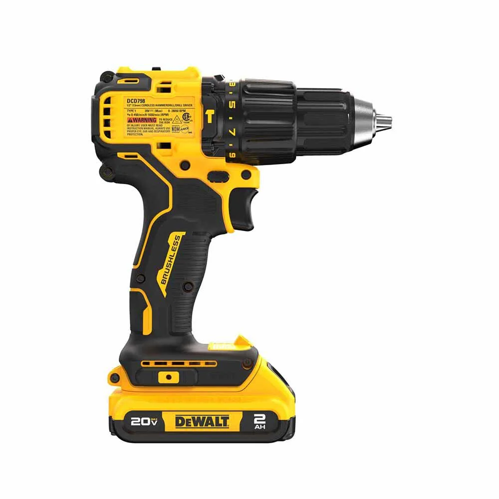 DeWalt DCD798D1 20V MAX Brushless Cordless 1/2 in. Hammer Drill Kit - Image 6