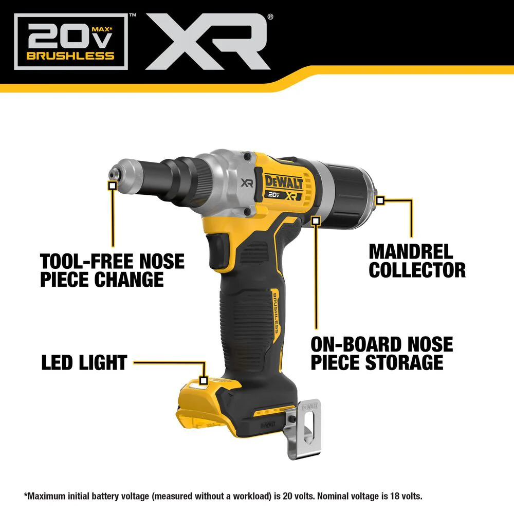 DeWalt DCF414GE2 20V MAX* XR Brushless Cordless 1/4" Rivet Tool Kit with POWERSTACK - Image 2