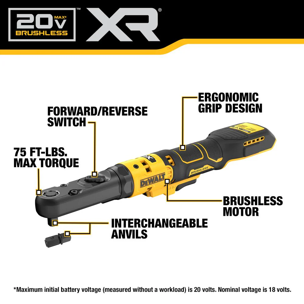 DeWalt DCF510GE1 20V MAX* XR 3/8" and 1/2" Sealed Head Ratchet Kit with POWERSTACK - Image 2