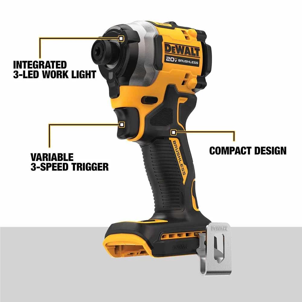 DeWalt DCF850E1 20V Max Atomic 1/4" Brushless Cordless 3-Speed Impact Driver Kit - Image 2