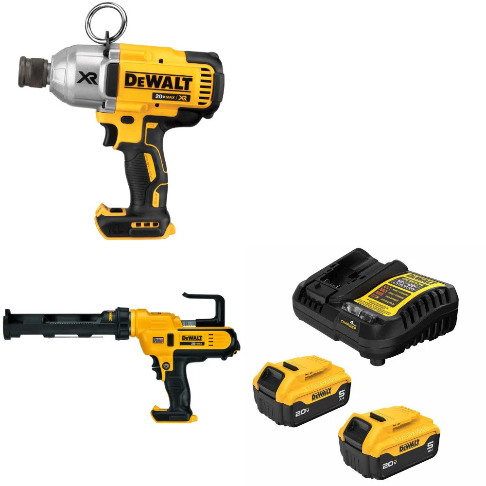 DeWalt DCF898B Impact Wrench Kit W/ DCE560B Caulking Gun and FREE DCB205 Battery Kit