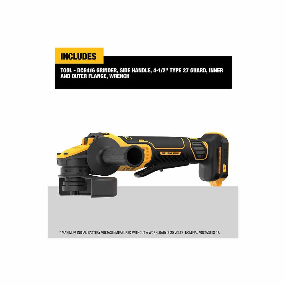DeWalt DCG416B 20V MAX FLEXVOLT 4-1/2"-5" Paddle Switch Small Angle Grinder - Image 7