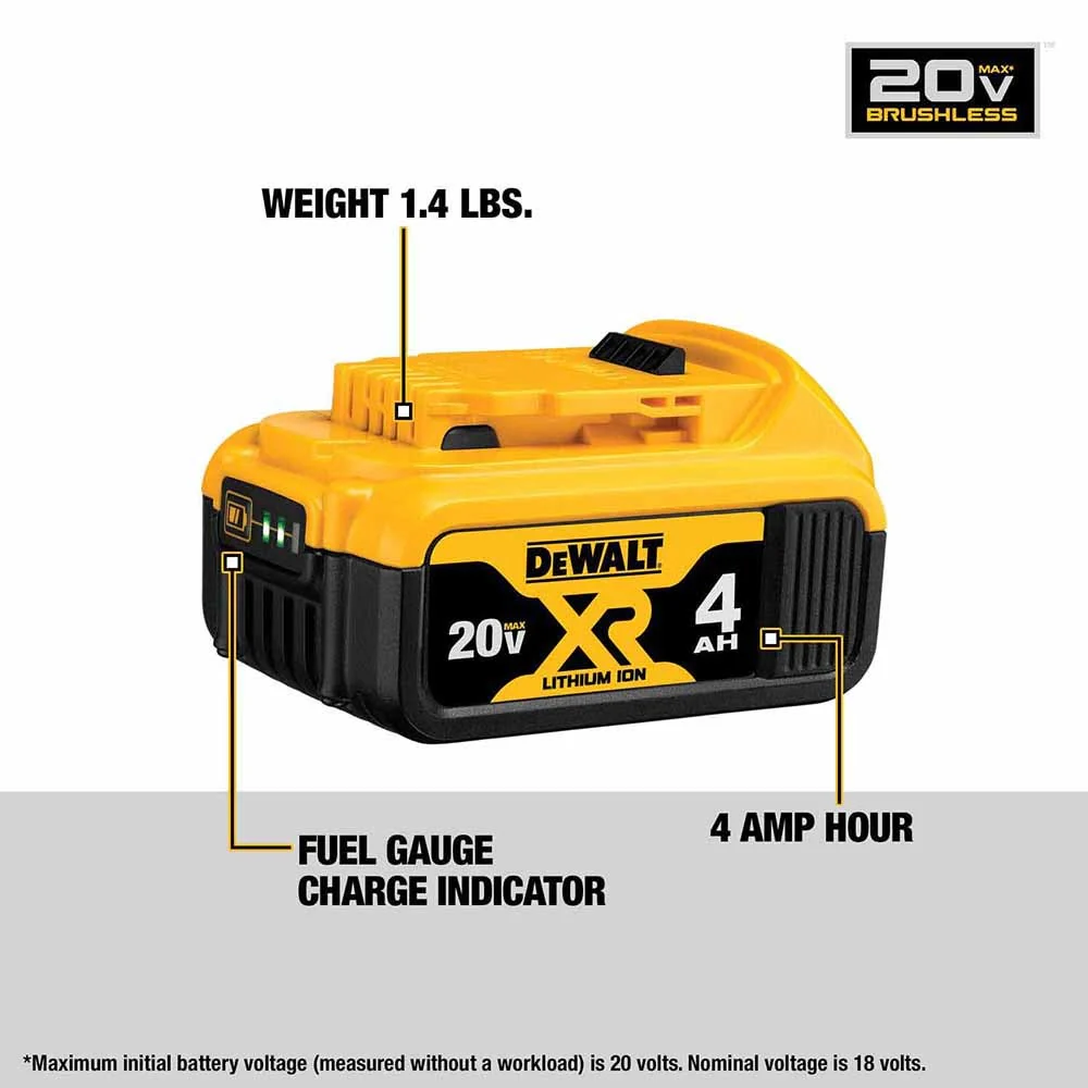 DeWalt DCK2050M2 20V Max Brushless Cordless XR 1/2 In. Hammer Drill/Driver And Atomic 1/4 In. Impact Driver Kit With 4.0Ah Batteries - Image 5