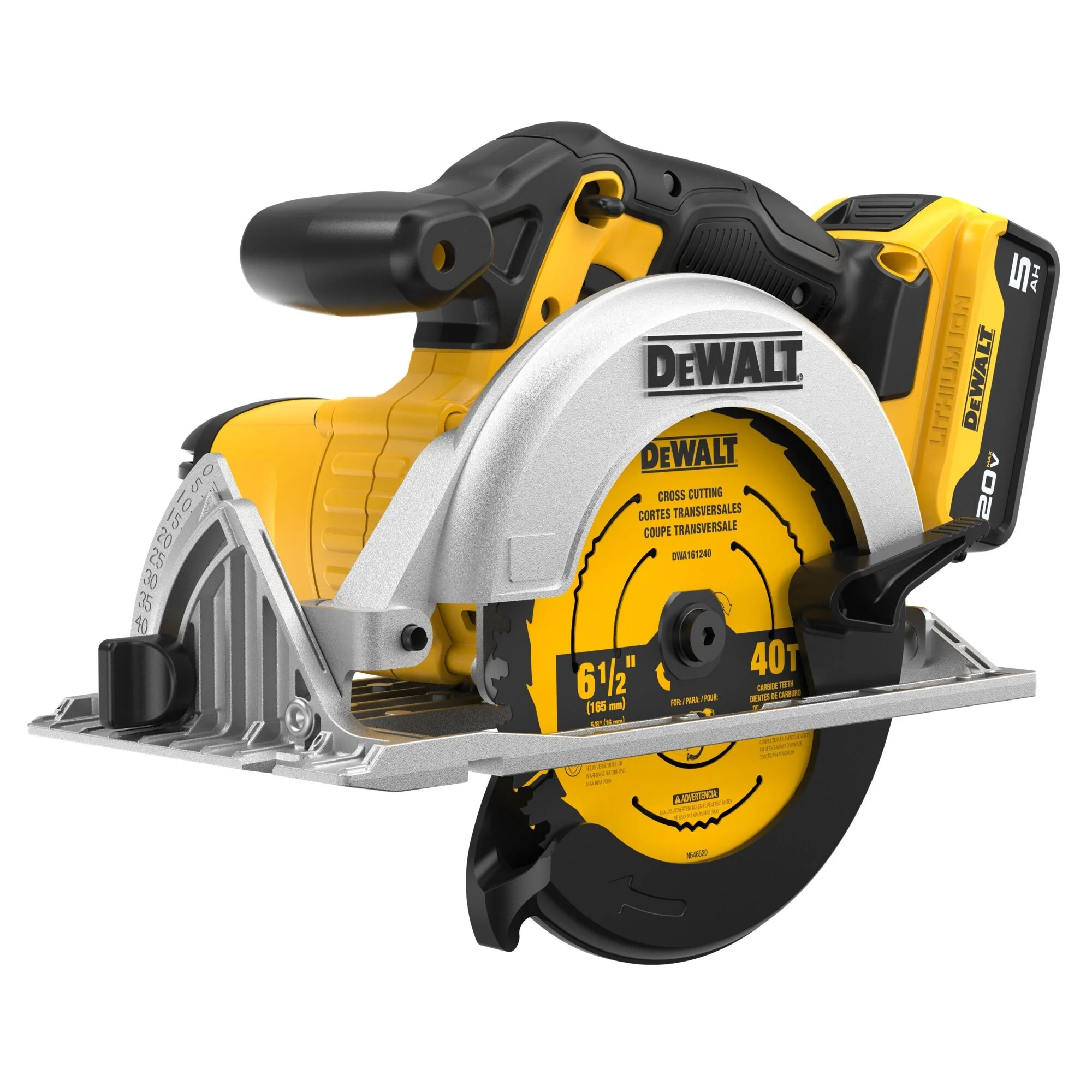DeWalt DCS391P1 20V Max Li Ion 6-1/2" Circular Saw Kit (5.0 Ah) 5/8"Arbor - Image 5