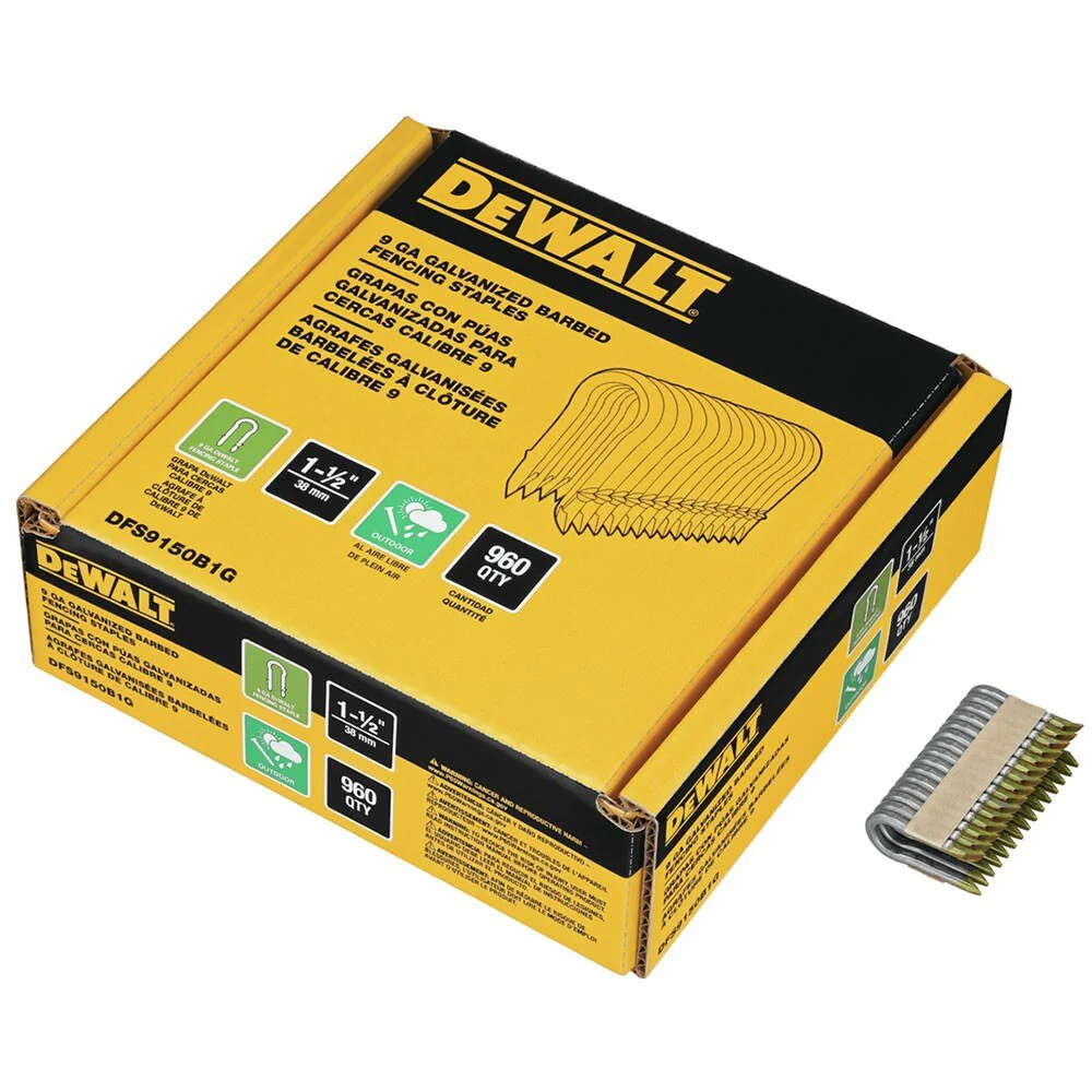 DeWalt DFS9150B1G 1-1/2" 9GA Galvanized Barbed Staple 960Pk - Image 2