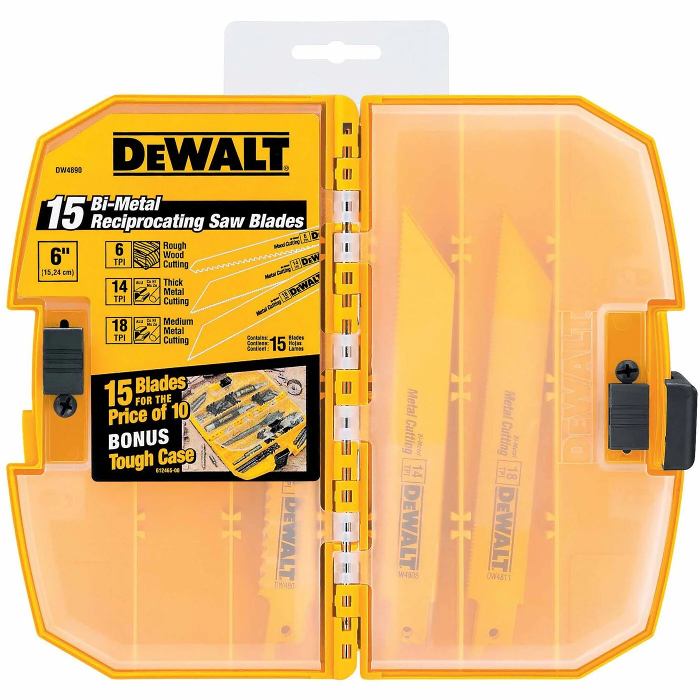 DeWalt DW4890 15-Piece Bi-Metal Reciprocating Saw Blade Set with Case - Image 2