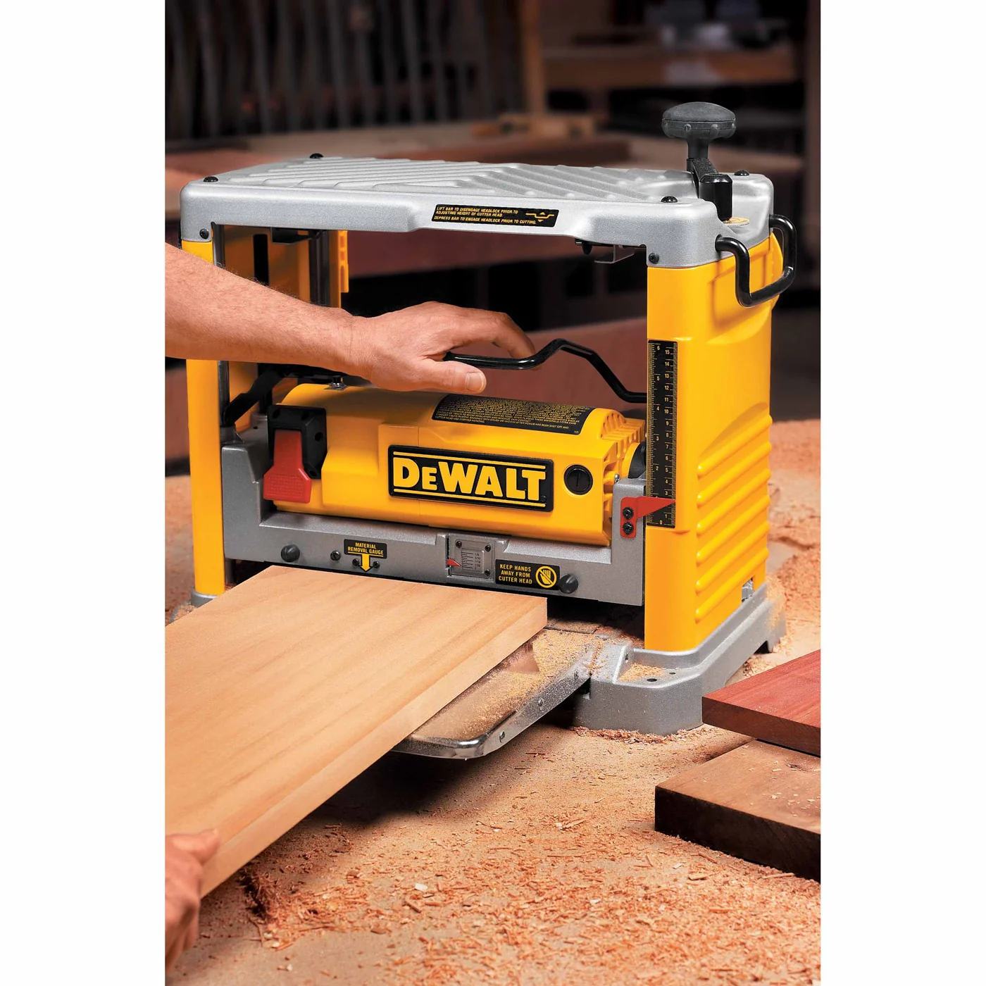 DeWalt DW734 Heavy-Duty 12-1/2" Thickness Planer with Three Knife Cutter-Head - Image 7