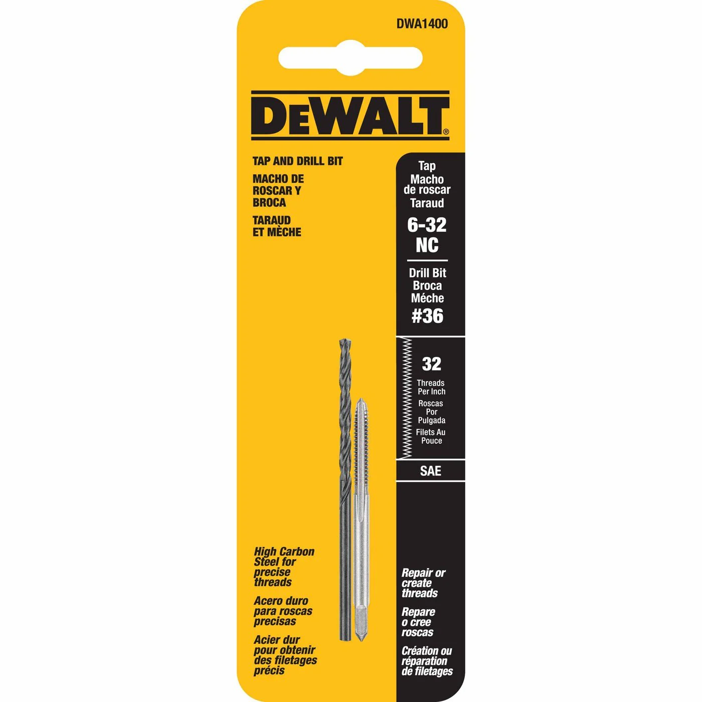DeWalt DWA1400 6"-32 NC Tap Set with Drill Bit - Image 2