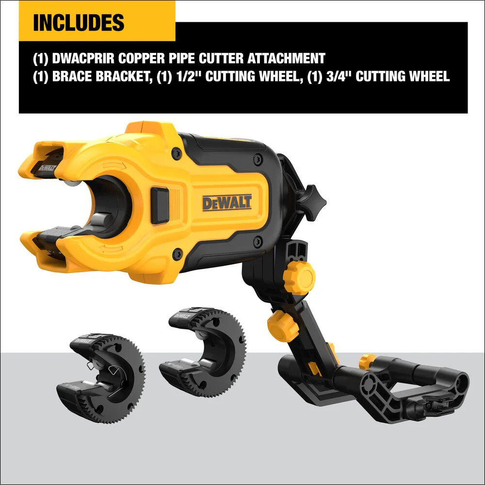 DeWalt DWACPRIR Impact Connect Copper Tubing Cutter with Brace Bracket 1/2"-1" Capacity , Includes 1/2" and 3/4" Cutting Wheels - Image 8