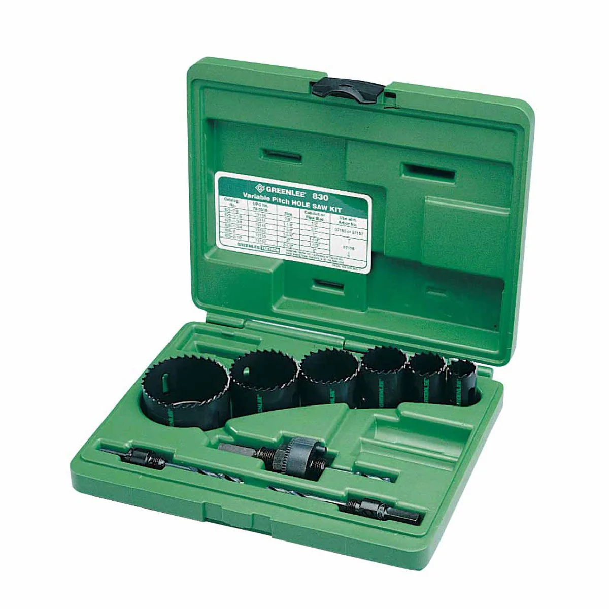 Greenlee 830 1/2" - 2" Conduit Size Bi-Metal Hole Saw Kit - Image 6