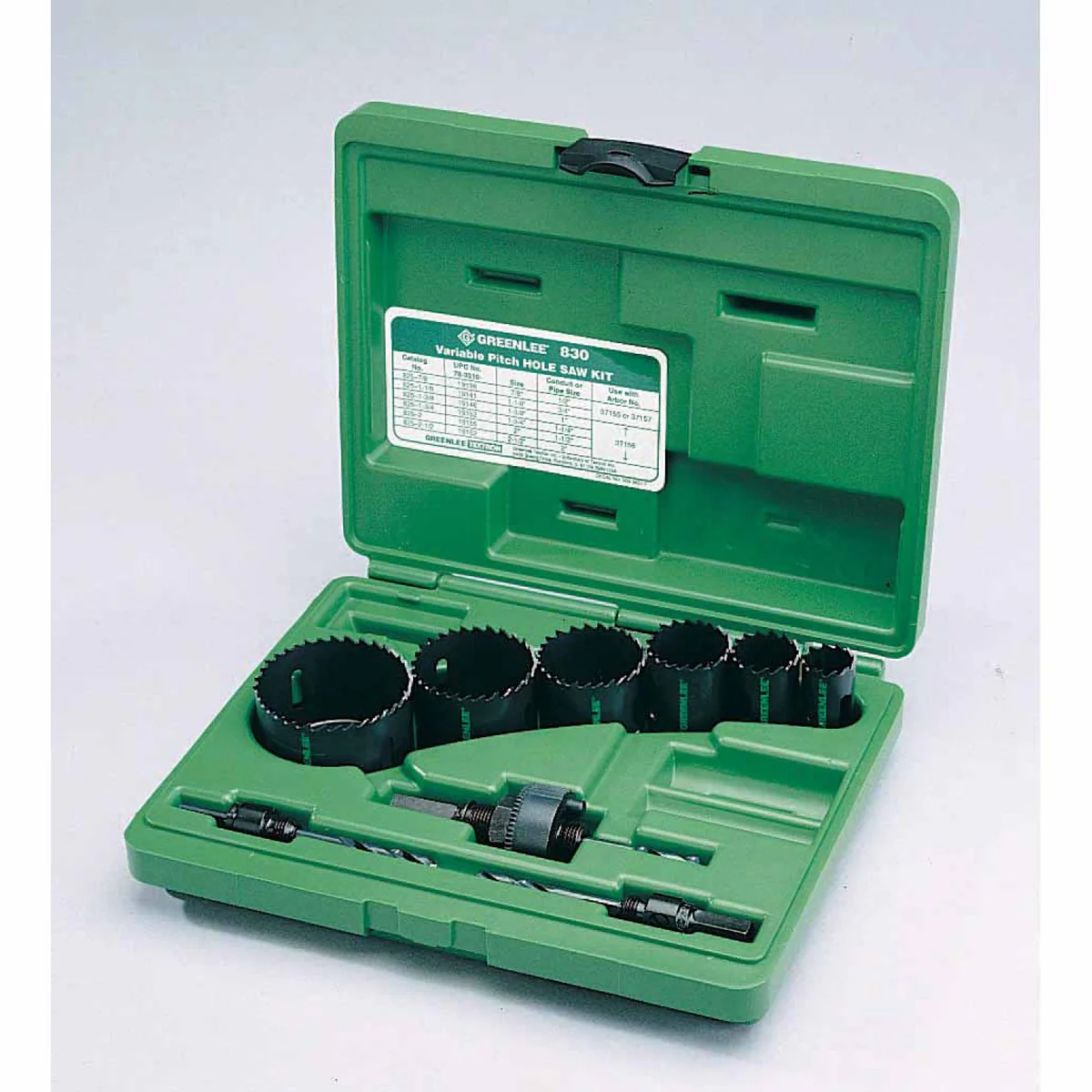 Greenlee 830 1/2" - 2" Conduit Size Bi-Metal Hole Saw Kit - Image 7