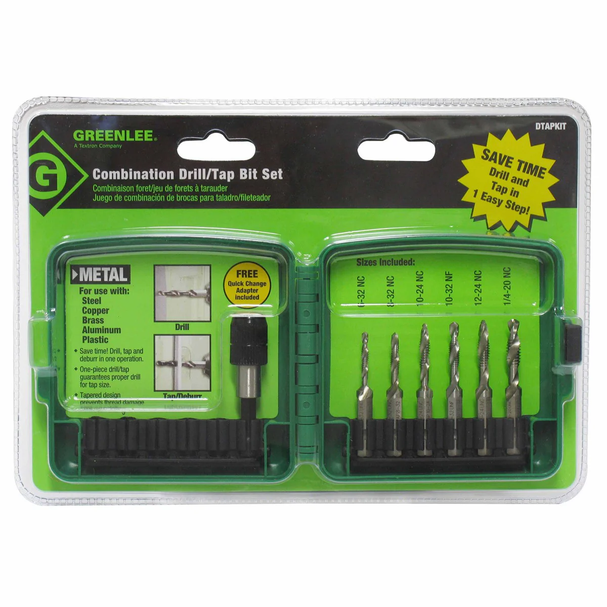 Greenlee DTAPKIT 6-32 to 1/4-20 6 Piece Drill/Tap Set - Image 2