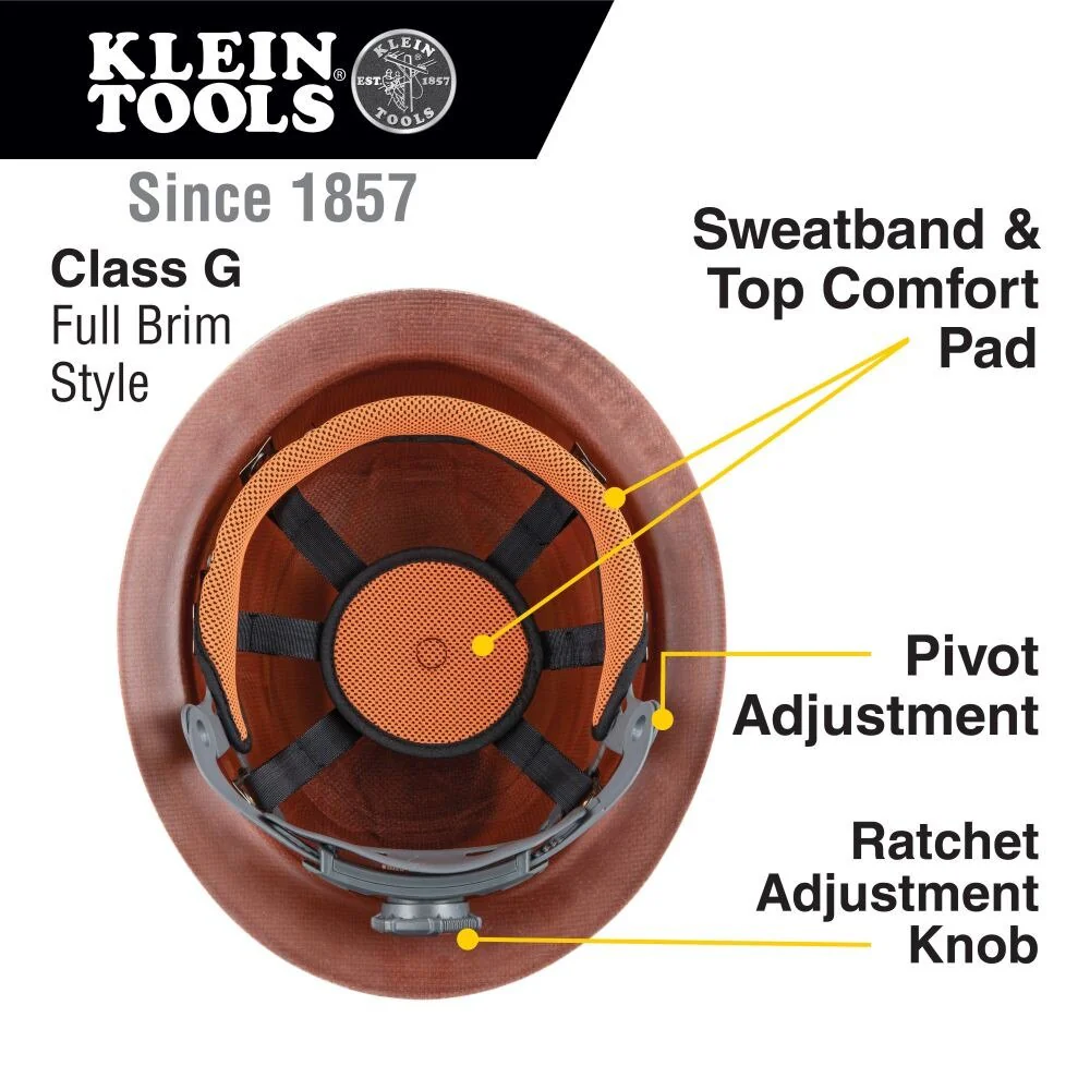 Klein 60447 Hard Hat, KONSTRUCT Series, Full-Brim, Class G, Rechargeable Headlamp - Image 3