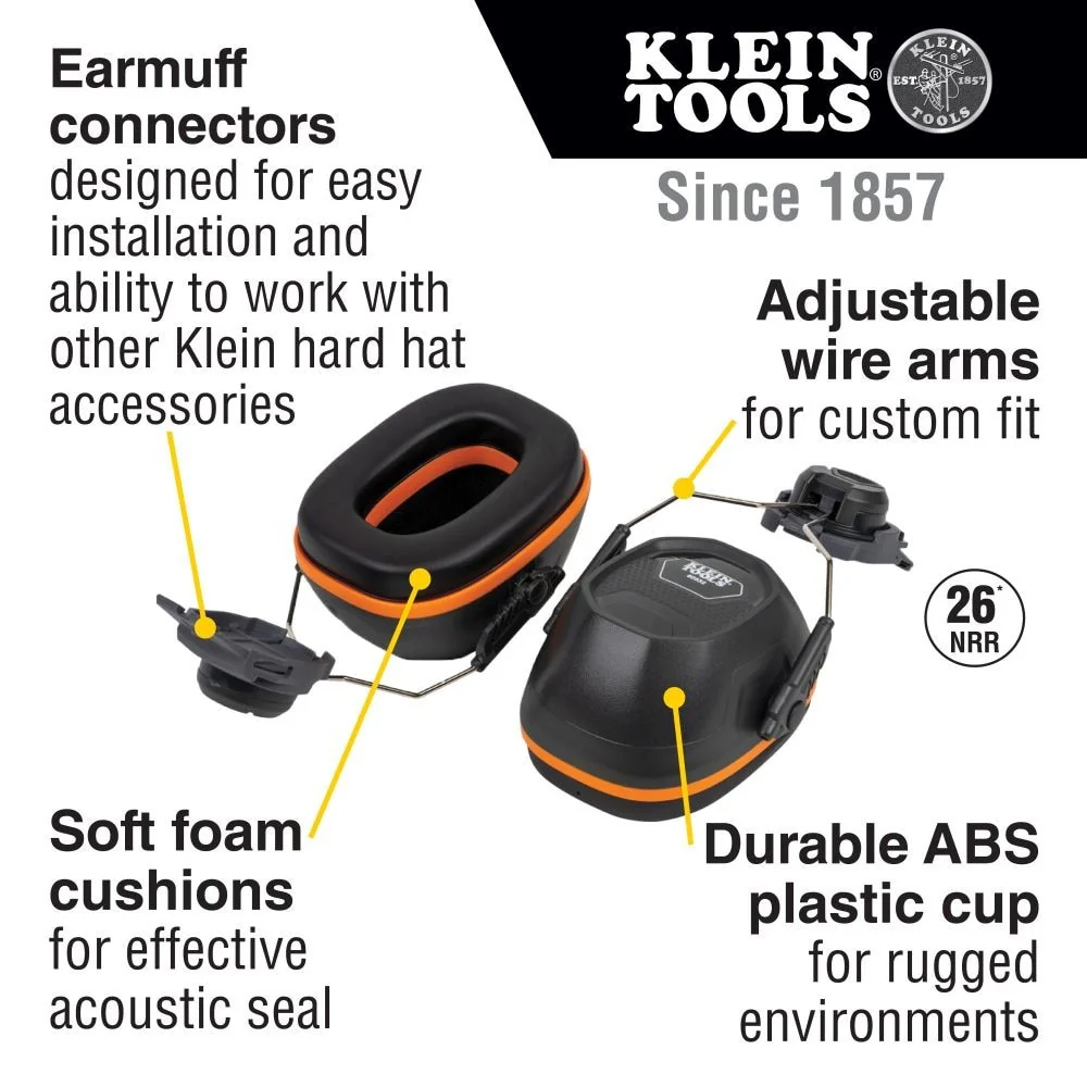 Klein 60532 Hard Hat Earmuffs for Cap Style and Safety Helmets - Image 2