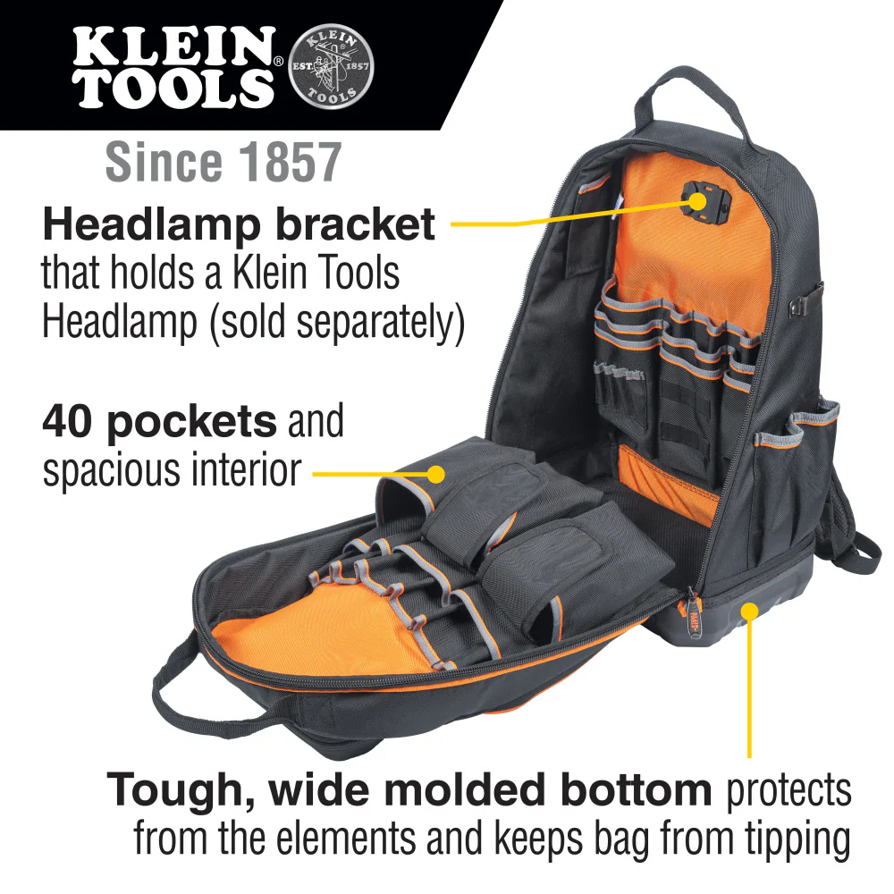 Klein 62800BP Tradesman Pro XL Tool Bag Backpack, 40 Pockets - Image 2