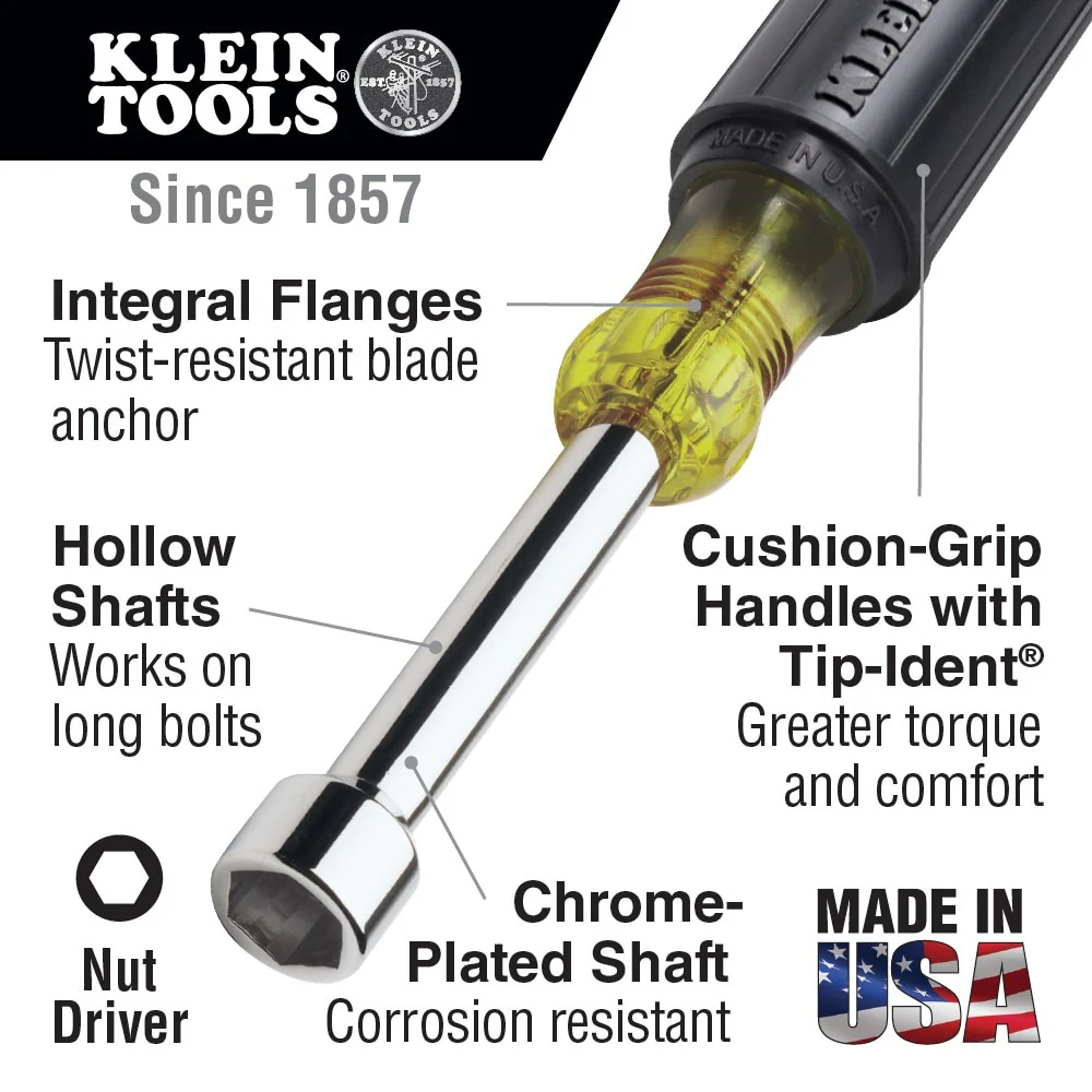 Klein 630-5/16 5/16" Nut Driver Cushion-Grip 3" Shaft - Image 4