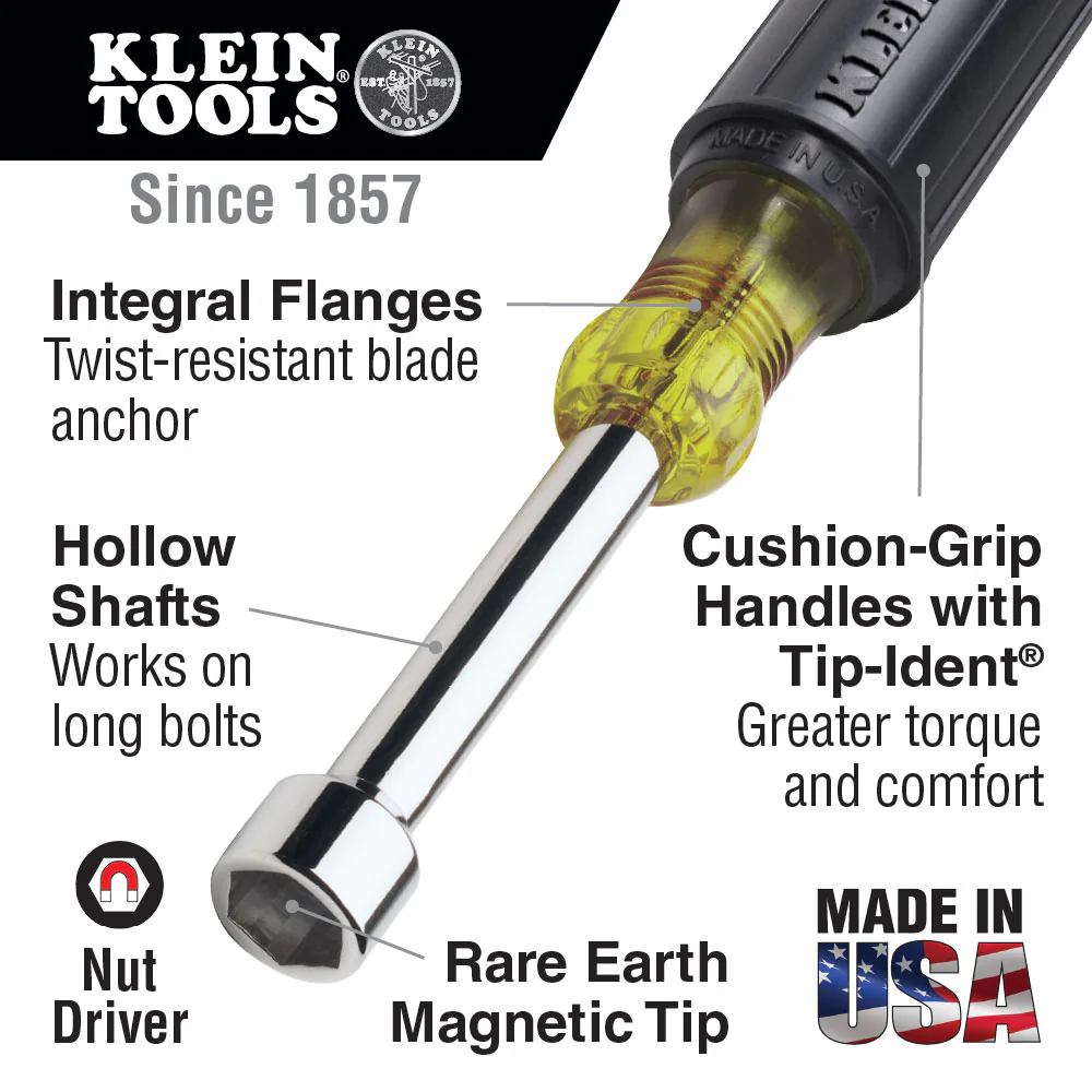 Klein Tools 631M Magnetic Nut Driver Set 3" Shaft, 7 Piece - Image 6