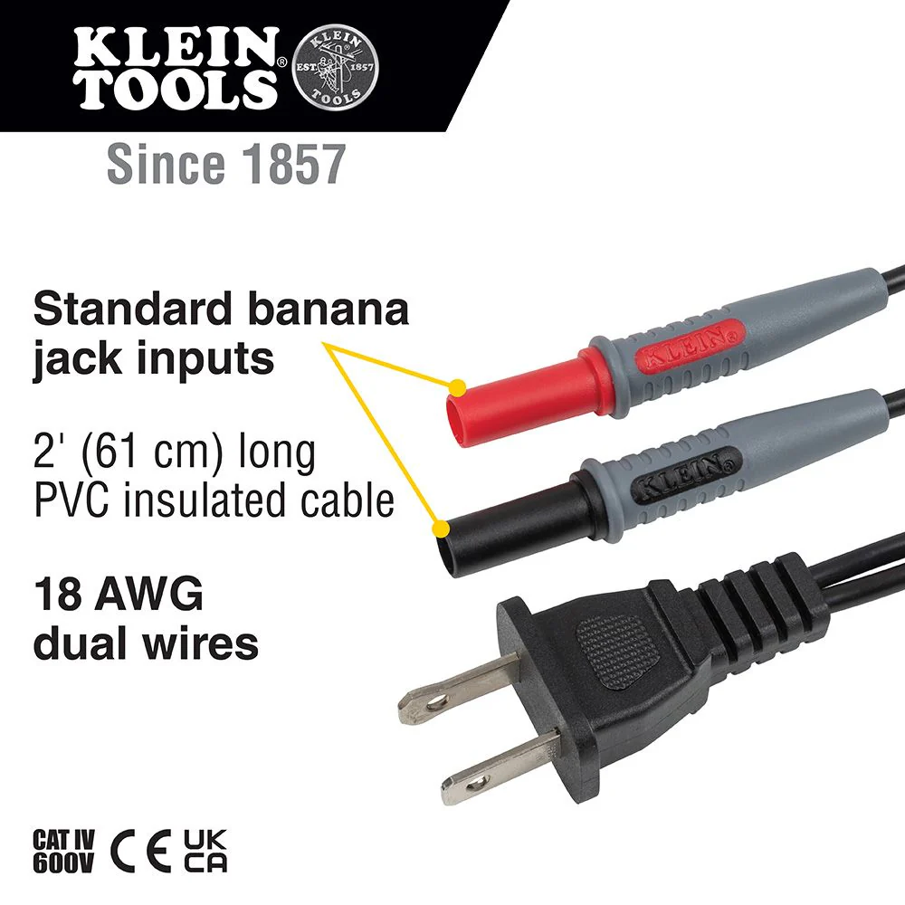 Klein 69357 AC Plug to Banana Jacks - Image 2