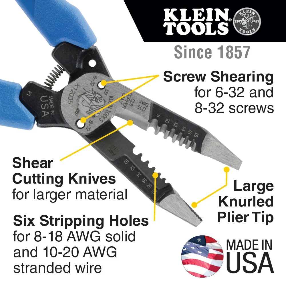 Klein K12035 Klein-Kurve® Heavy-Duty Wire Stripper 8-20 AWG - Image 2
