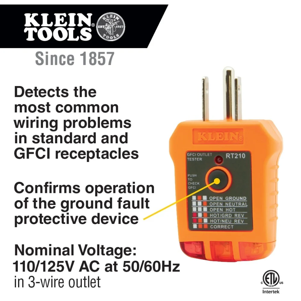 Klein RT210 GFCI Receptacle Tester - Image 2