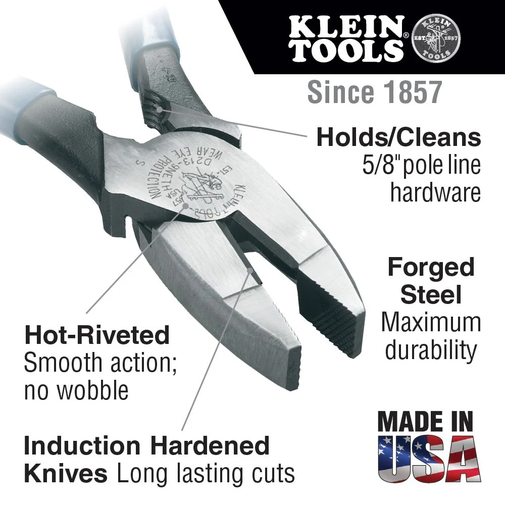 Klein Tools D2000-9NETH Lineman's Pliers, Bolt Thread-Holding - Image 7