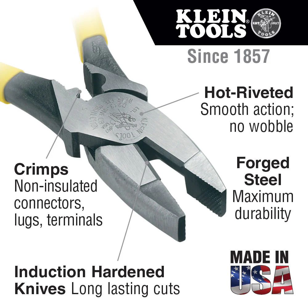 Klein Tools D213-9NE-CR Lineman's Crimping Pliers, 9" - Image 3