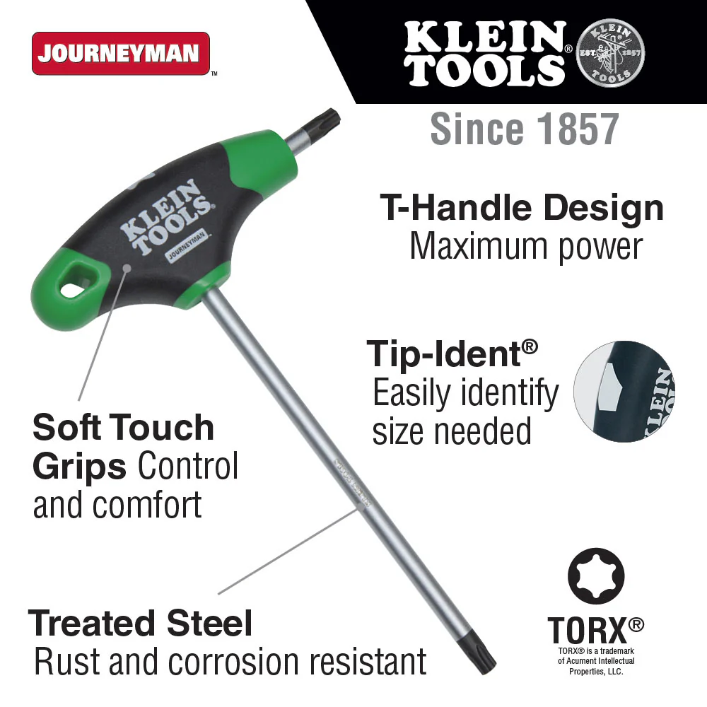 Klein Tools JTH6T30 T30 Torx Hex Key with Journeyman T-Handle, 6" - Image 2