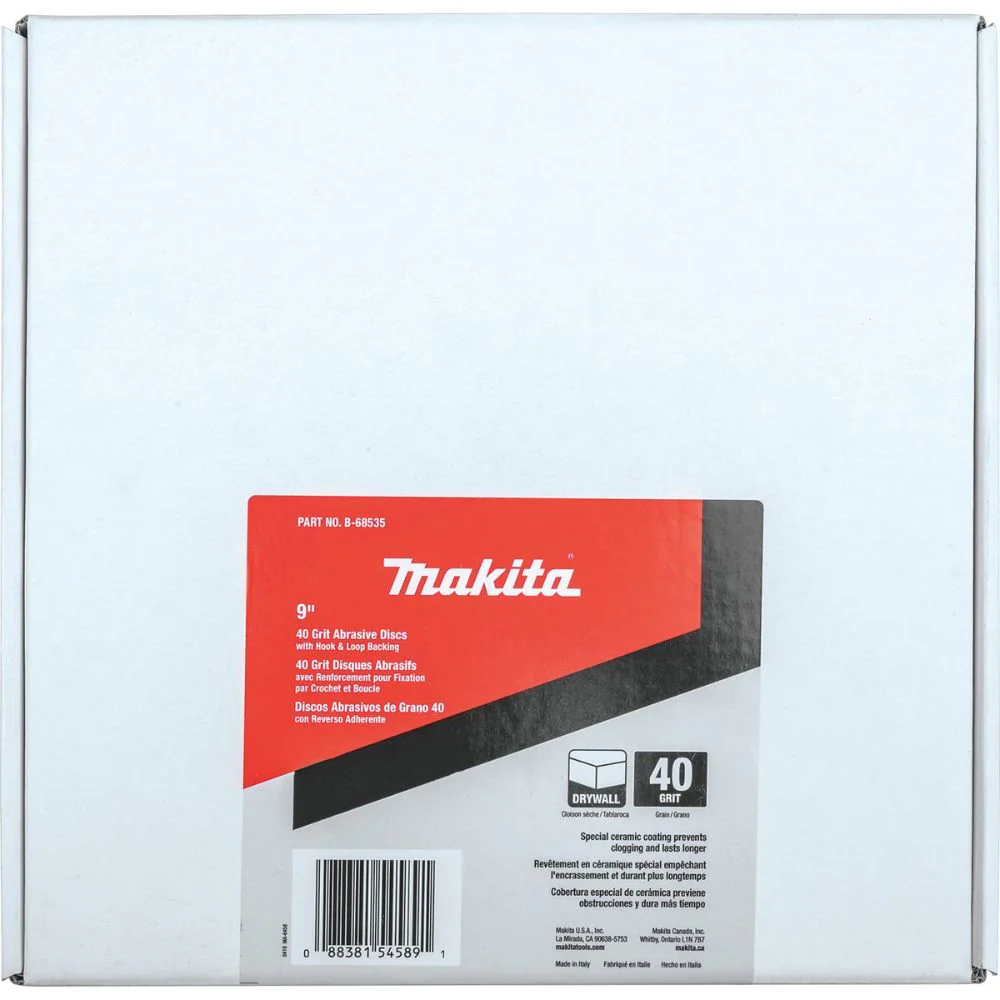 Makita B-68535 9" Round Abrasive Disc, Hook & Loop, 40 Grit, 25/pk - Image 3