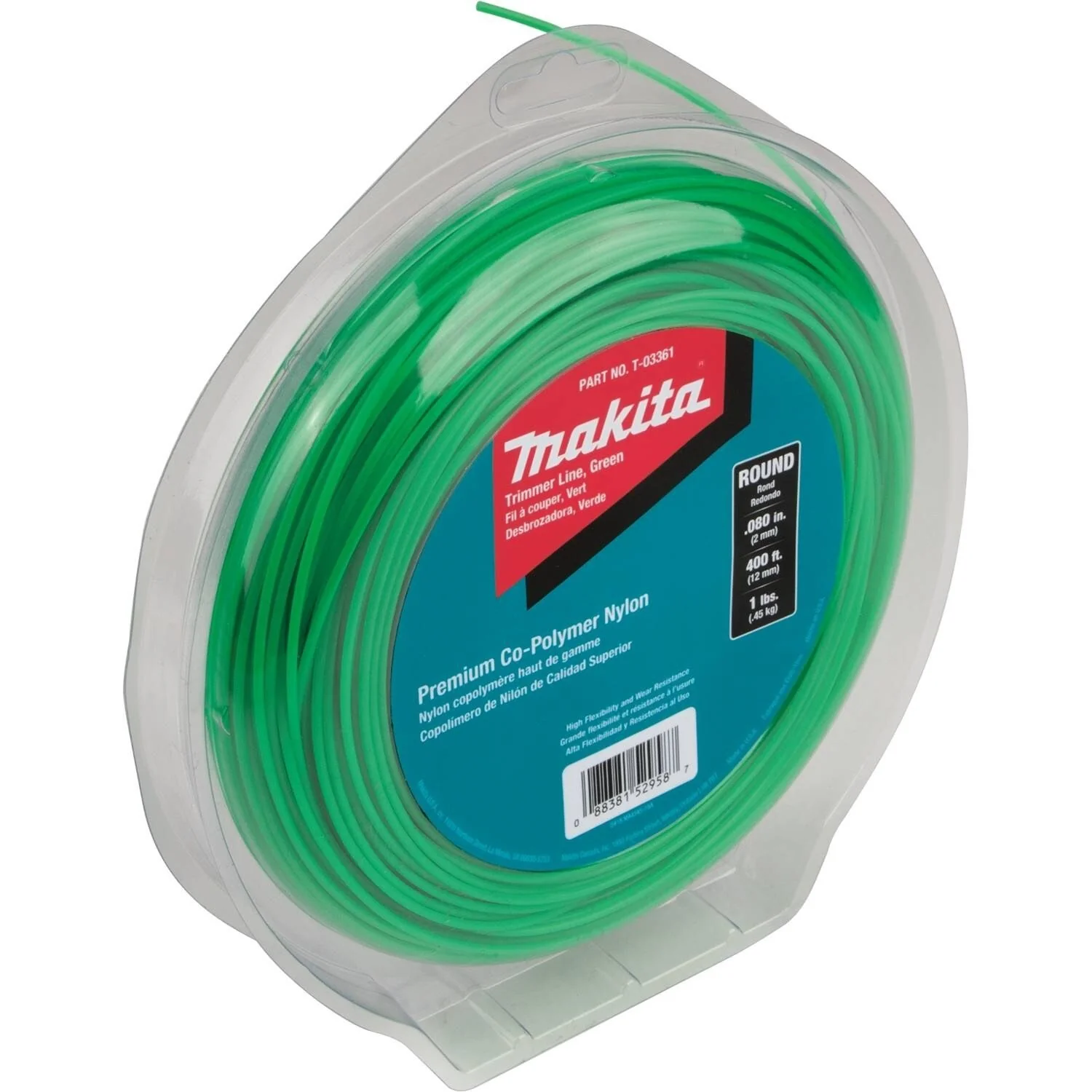 Makita T-03361 Round Trimmer Line, 0.080", Green, 400', 1 lbs. - Image 3
