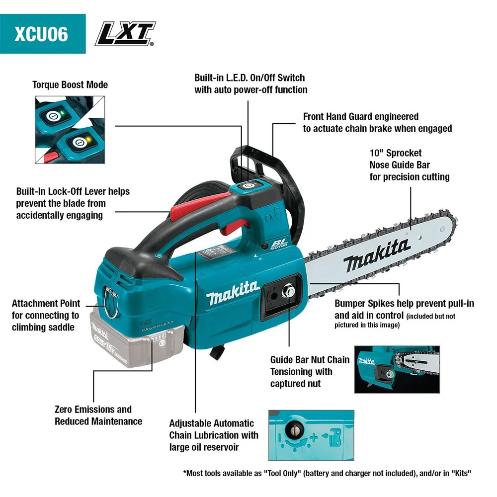 Makita XCU06Z 18V LXT 10" Top Handle Chain Saw (Tool Only) - Image 4