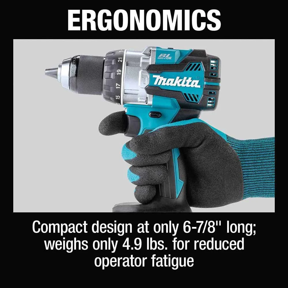 Makita XPH16T 18V LXT Lithium-Ion Compact Brushless Cordless 1/2" Hammer Driver-Drill Kit (5.0Ah) - Image 10