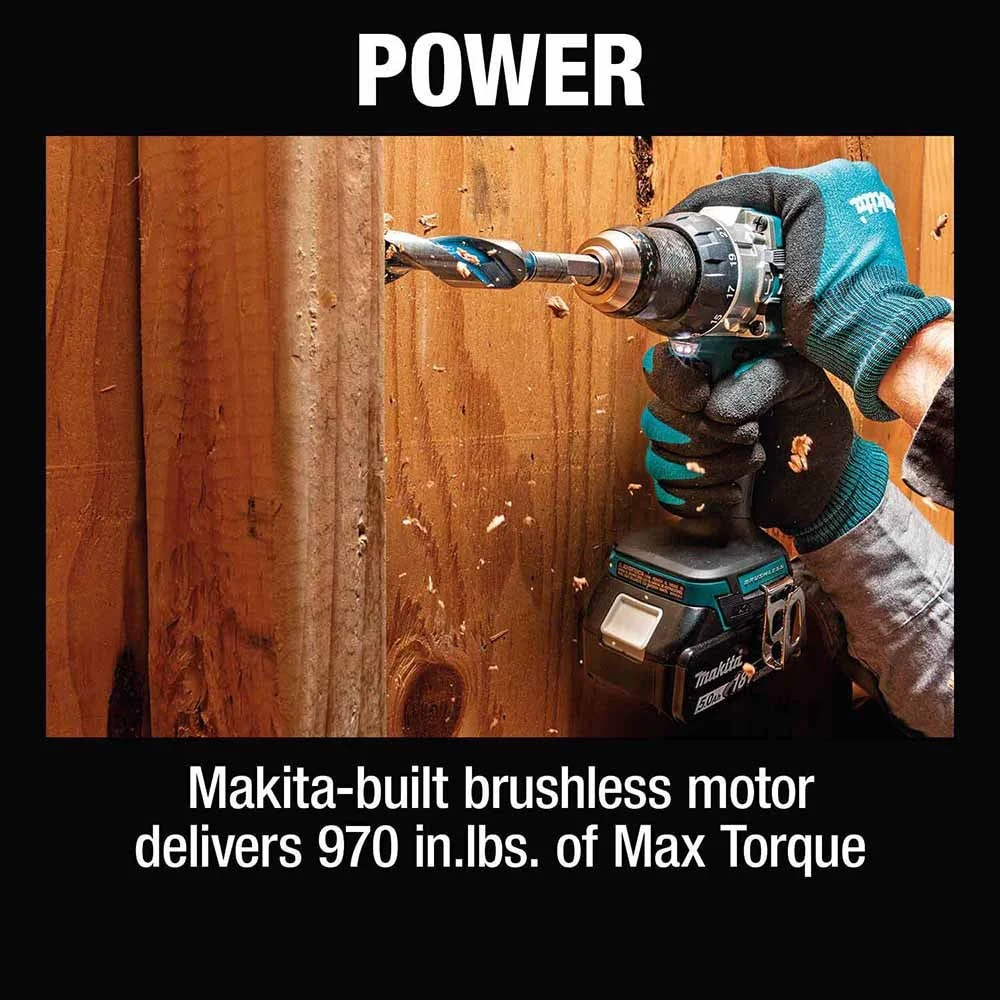 Makita XPH16T 18V LXT Lithium-Ion Compact Brushless Cordless 1/2" Hammer Driver-Drill Kit (5.0Ah) - Image 12