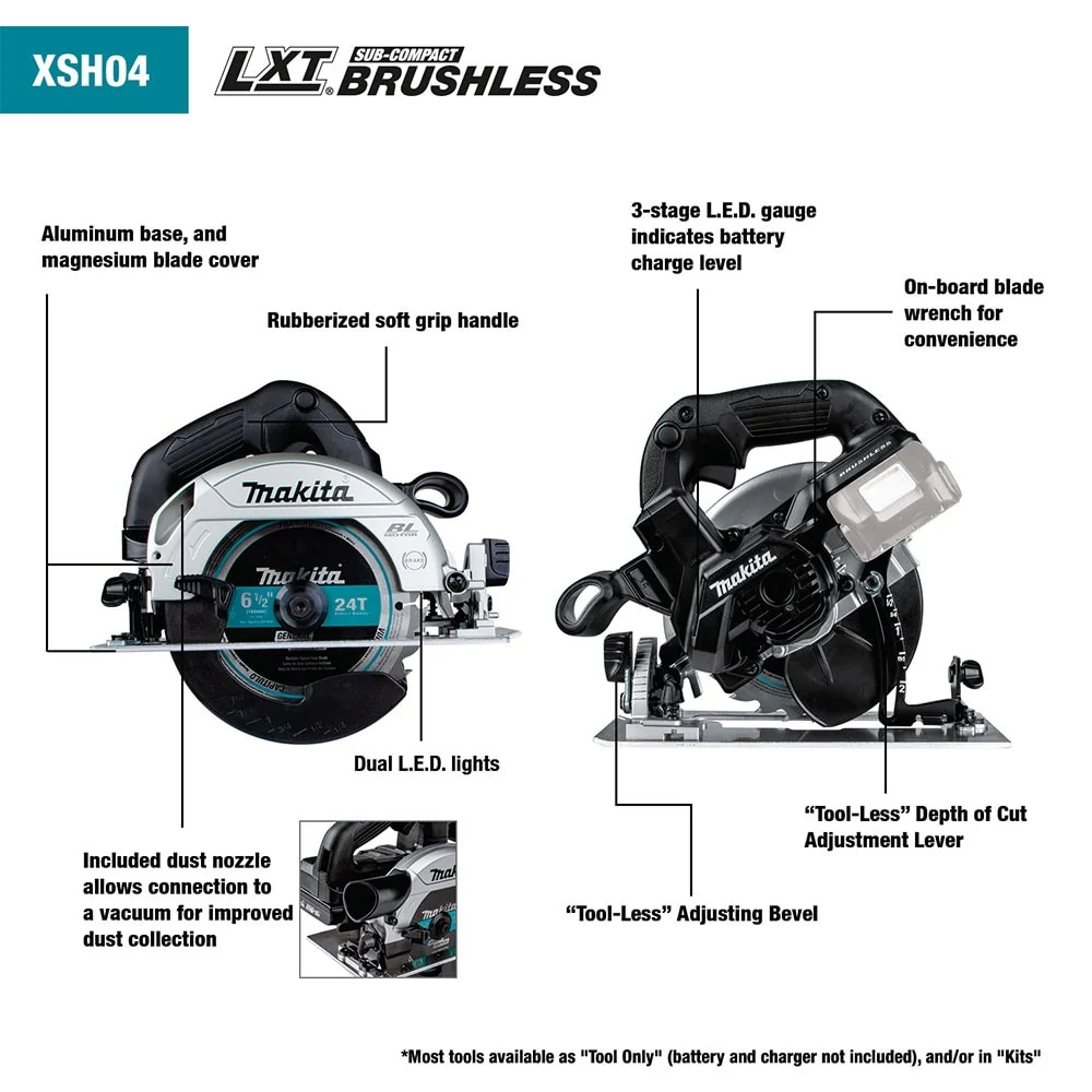Makita XSH04ZB 18V LXT Sub-Compact 6-1/2” Circular Saw (Tool Only) - Image 2