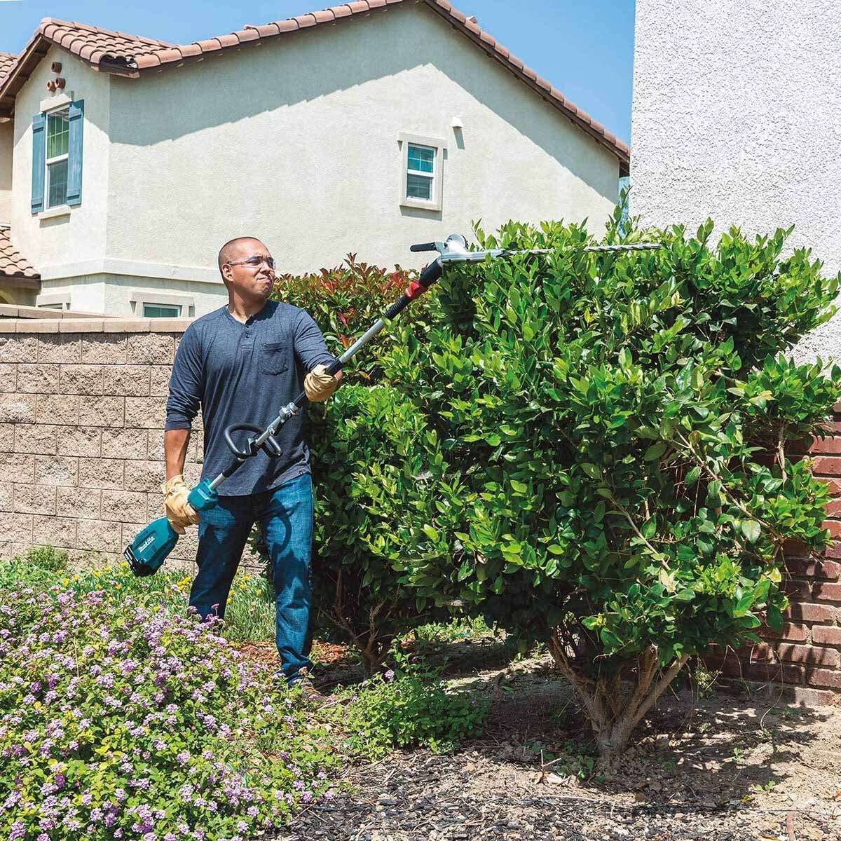 Makita XUX02SM1X2 18V LXT® Lithium-Ion Brushless Cordless Couple Shaft Power Head Kit w/ 13" String Trimmer & 20" Articulating Hedge Trimmer Attachments, with one battery (4.0Ah) - Image 4