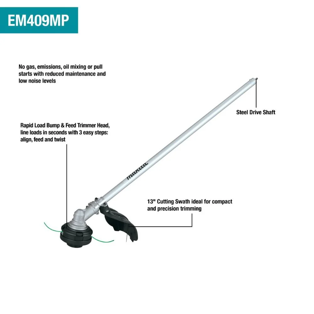 Makita XUX02SM1X4 18V LXT Lithium-Ion Brushless Cordless Couple Shaft Power Head Kit w/ 13" String Trimmer & 10" Pole Saw Attachments, with one battery (4.0Ah) - Image 3
