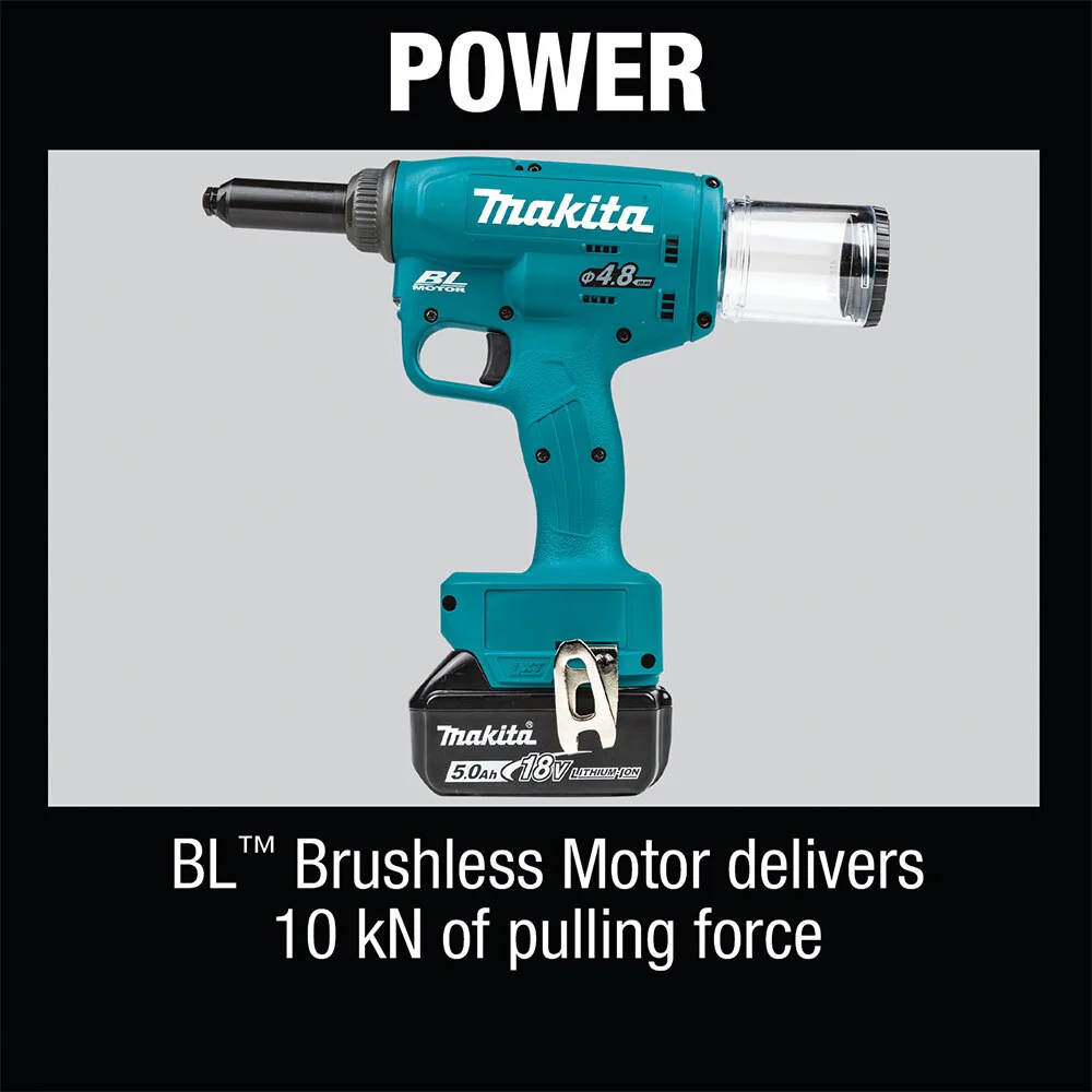 Makita XVR01T 18V LXT Lithium-Ion Brushless Cordless Rivet Tool Kit, 5.0Ah - Image 8