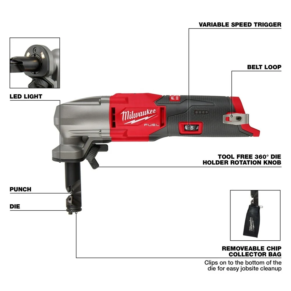 Milwaukee 2476-20 M12 FUEL 16 Gauge Variable Speed Nibbler - Image 4