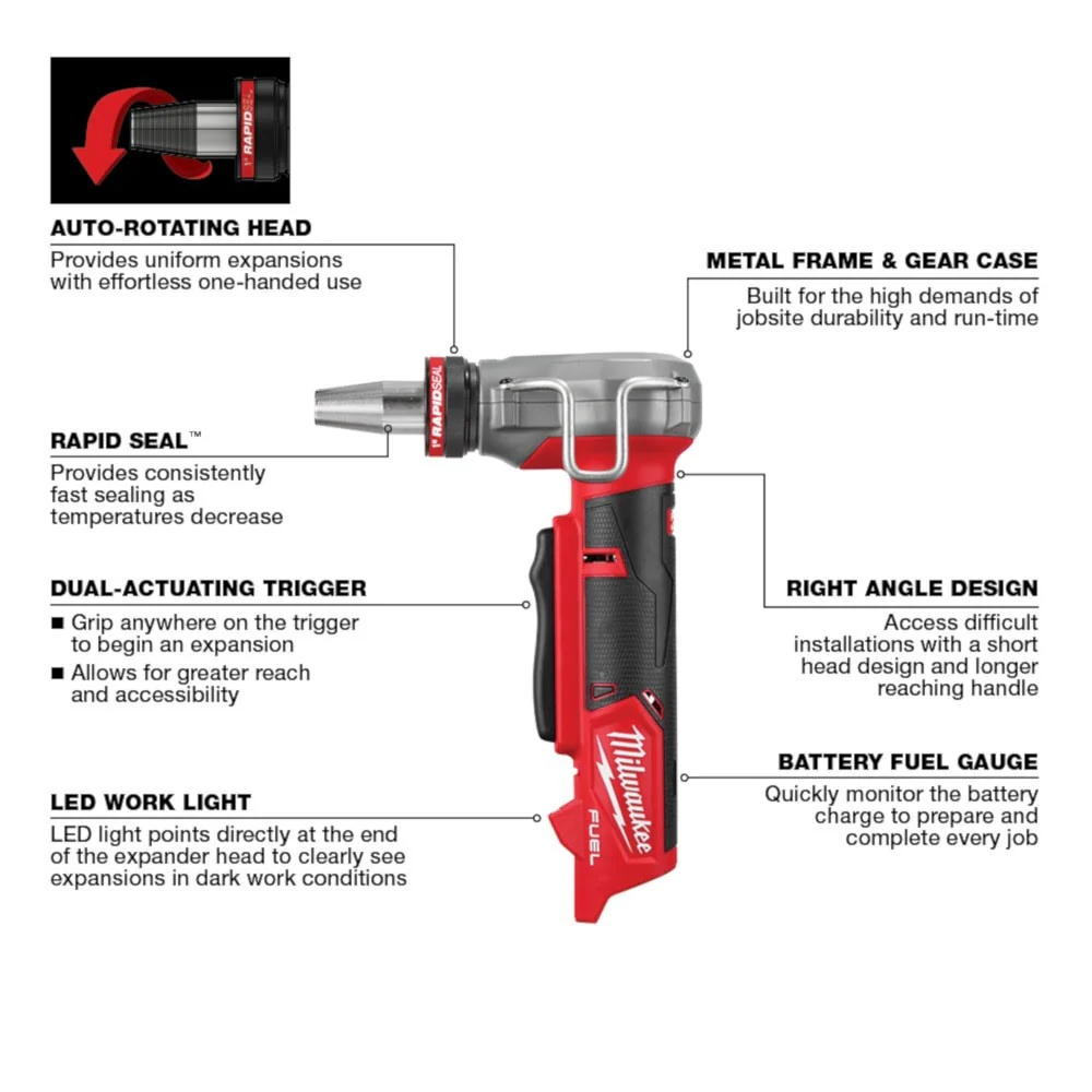 Milwaukee 2532-20 M12 FUEL™ ProPEX® Expander w/ 1/2"-1" RAPID SEAL™ ProPEX® Expander Heads - Image 2