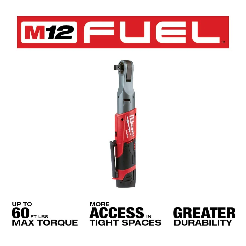 Milwaukee 2558-22 M12 FUEL 1/2" Ratchet 2 Battery Kit - Image 3
