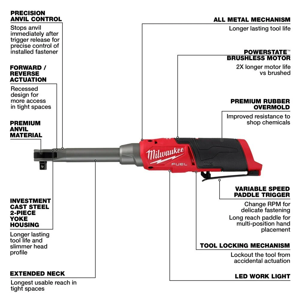 Milwaukee 2569-20 M12 FUEL 3/8" Extended Reach High Speed Ratchet - Image 3